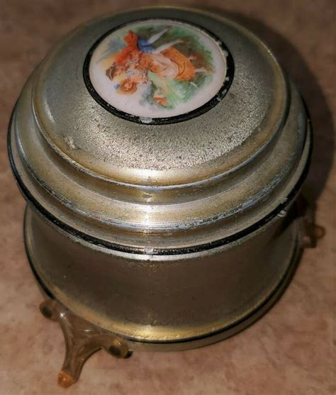 vintage footed metal music box|Vintage Metal Music Boxes .